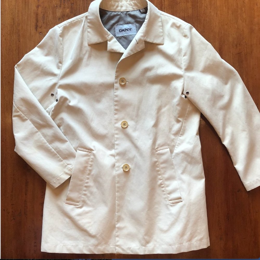 DKNY Mens Darryl Raincoat Beige 40 Short ~ Like New